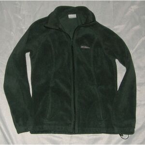 COLUMBIA Dark Green Sz Small Soft Fleece Full Zip Jacket Front Zipped Pockets